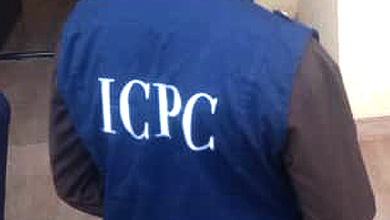 Person wearing a blue vest with ICPC on the back.