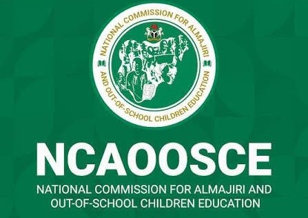National Commission for Almajiri and Out-of-School Childrens Education 1 - The Times of Abuja Green background with a round white seal at the top and bold 'NCAOOSCE' text for the National Commission for Almajiri and Out-of-School Children Education.